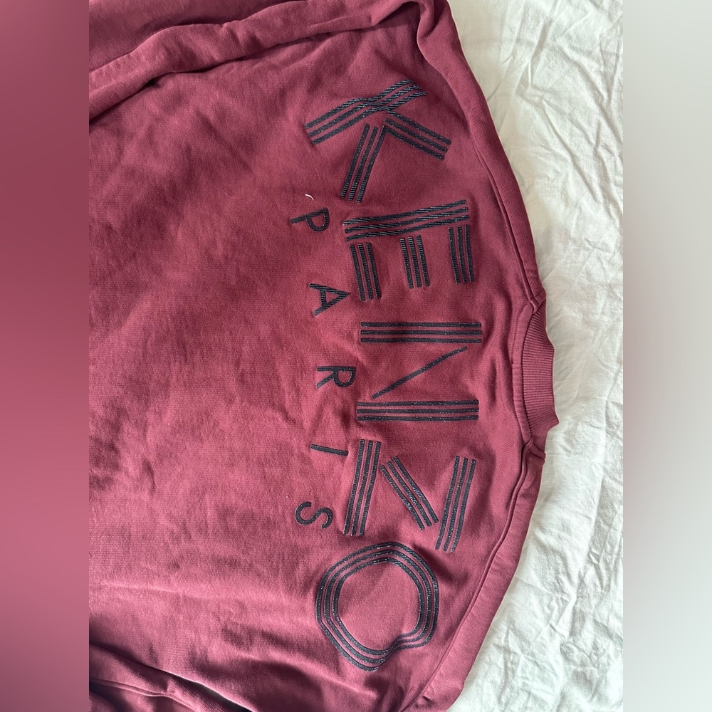 Kenzo Paris Burgundy Logo Sweatshirt Dress – Size M – Embroidered Back Graphic – - Picture 3 of 10